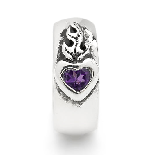 Earring : Sacred Heart w/Amethyst