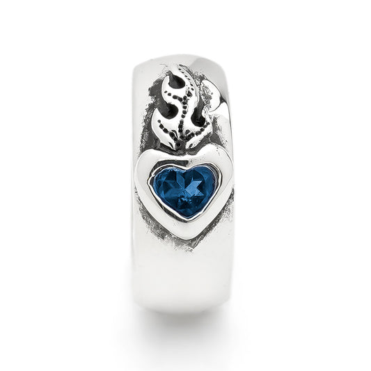 Earring : Sacred Heart w/Sapphire