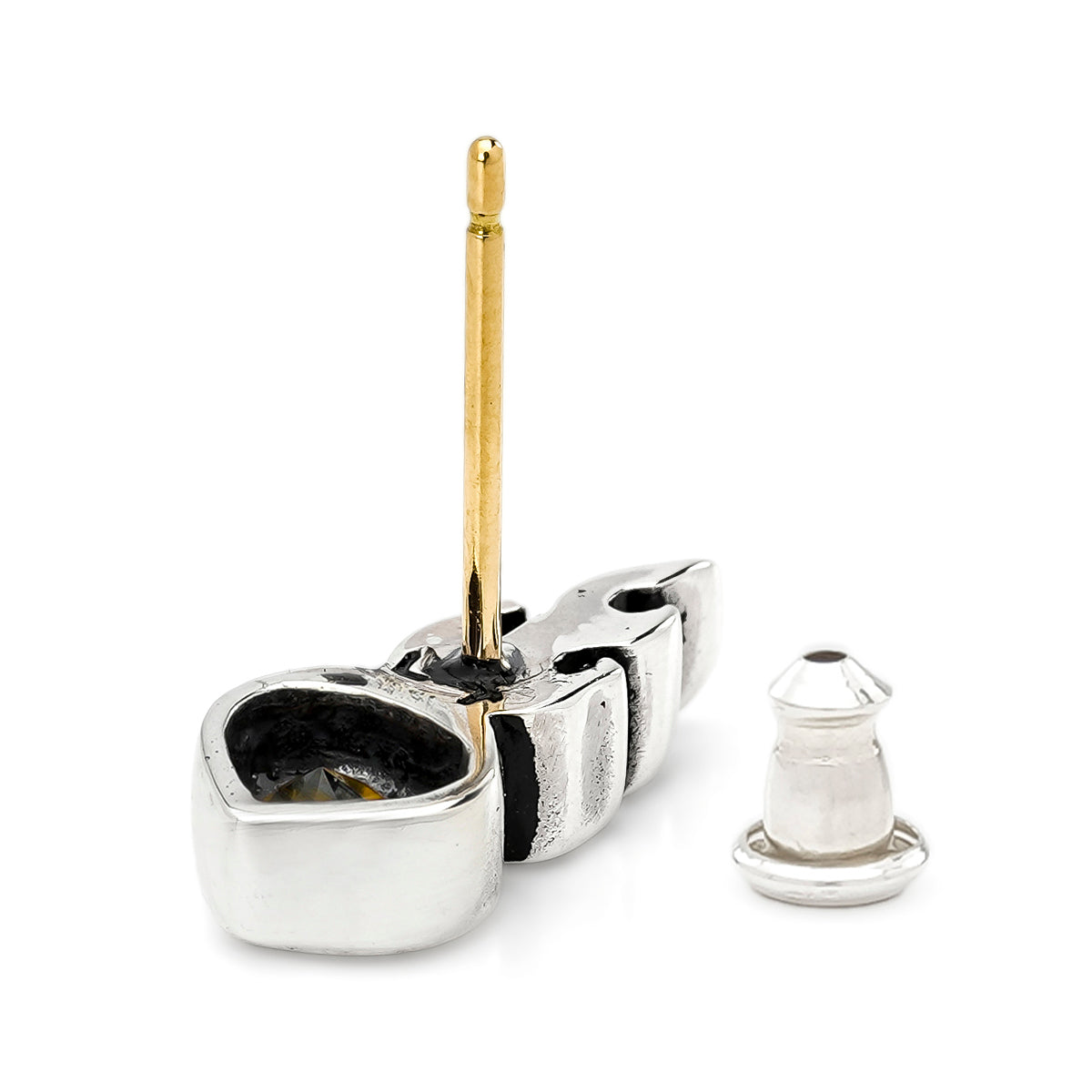 Earring : Small Sacred Heart Stud w/Citrine