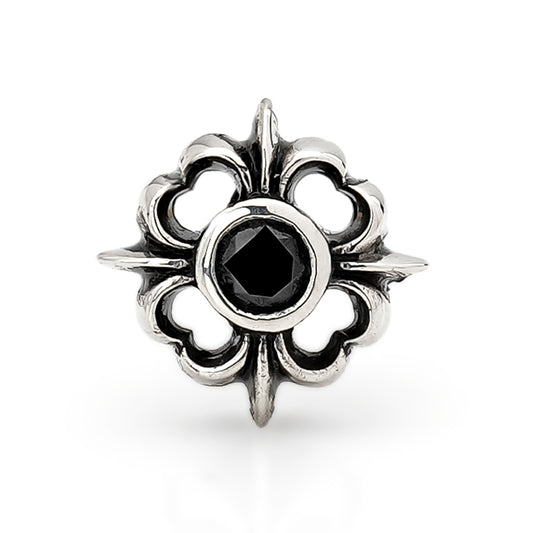 Earring : Pope's Stone Cross Stud w/Black Diamond