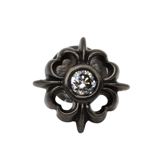 Earring : Pope's Stone Cross Stud w/Diamond /Black Custom