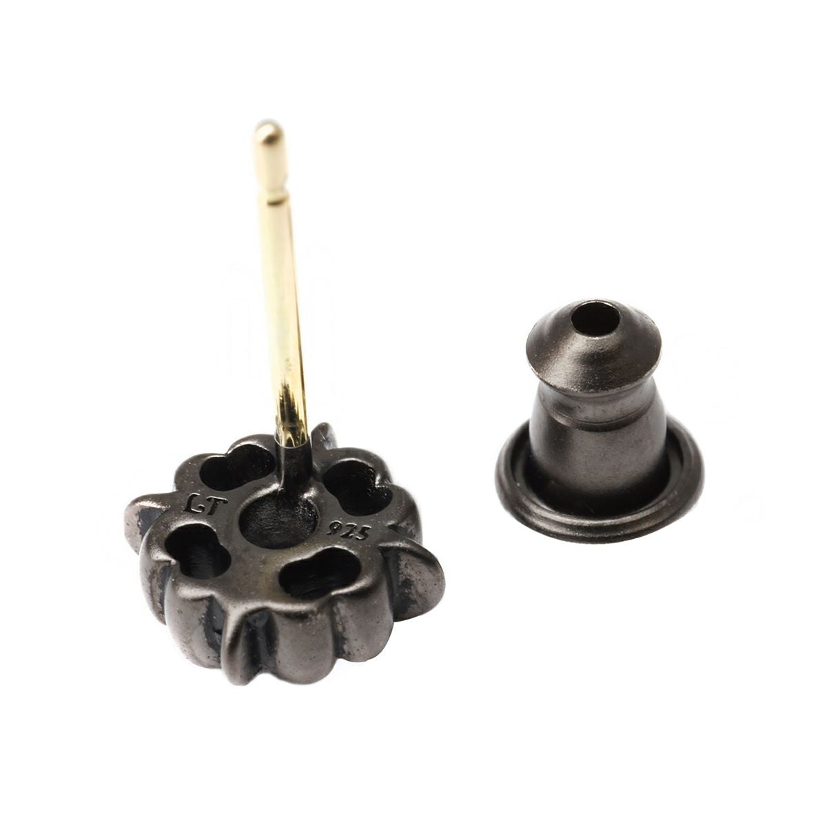 Earring : Pope's Stone Cross Stud w/Diamond /Black Custom