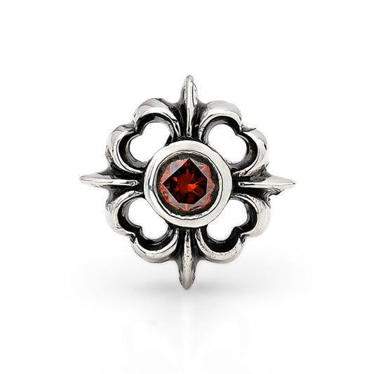 Earring : Pope's Stone Cross Stud w/Red Diamond