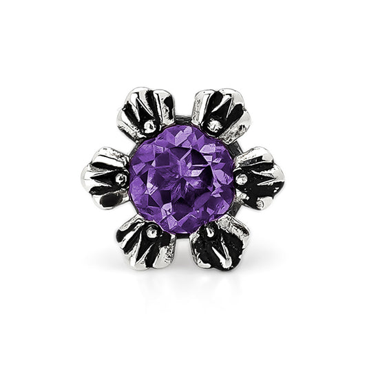 Earring : Crown Stud w/Amethyst