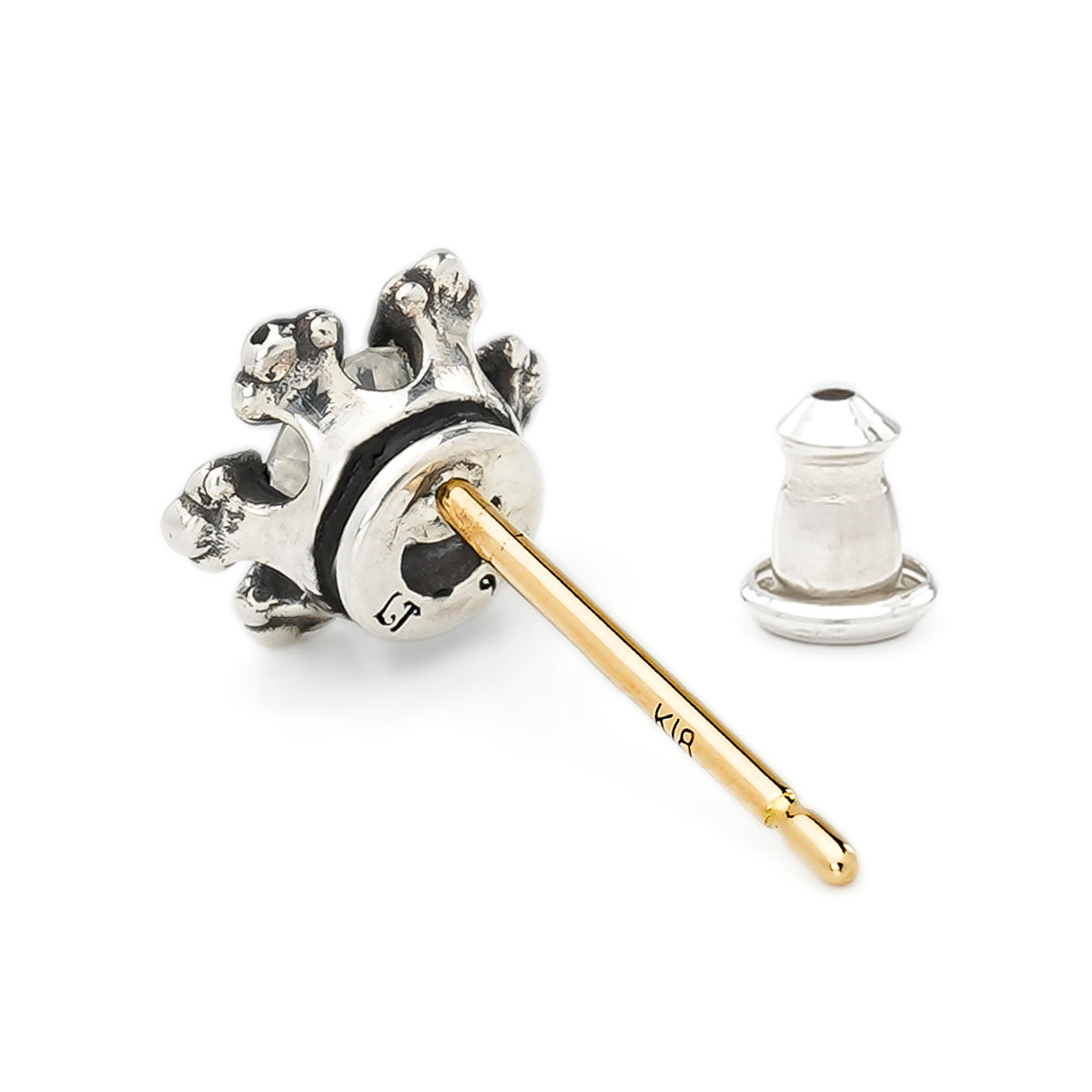 Earring : Crown Stud w/White Topaz