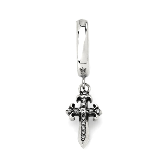 Earring : Pollicino Cross Hoop w/Diamond Pave(Single-Sided)
