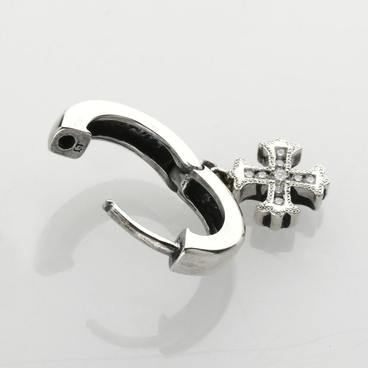 Earring : Spanish Galleon Cross Hoop w/Diamond Pave