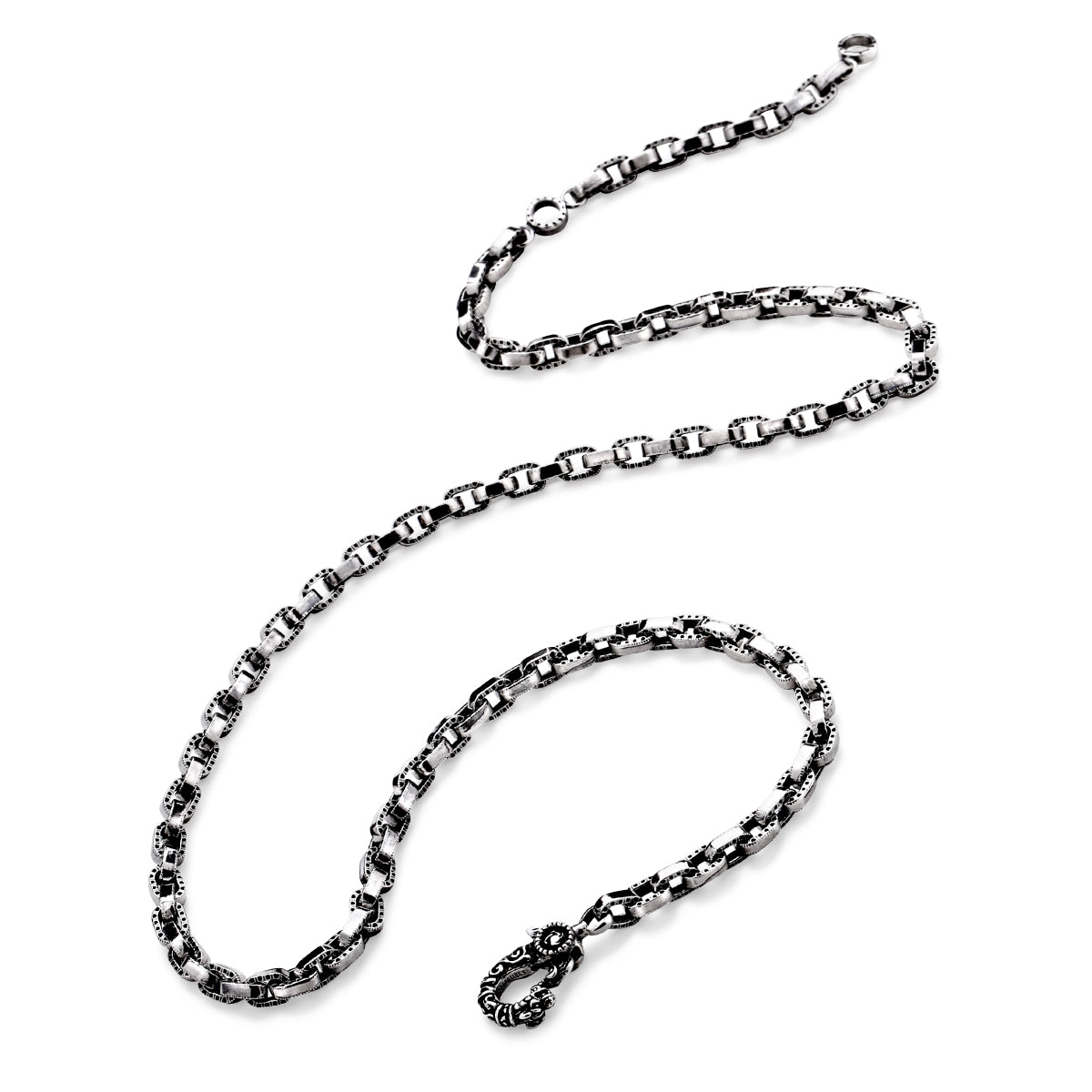 Necklace : Half Engraved Links Chain w/Celtic Lobster Claw 50cm