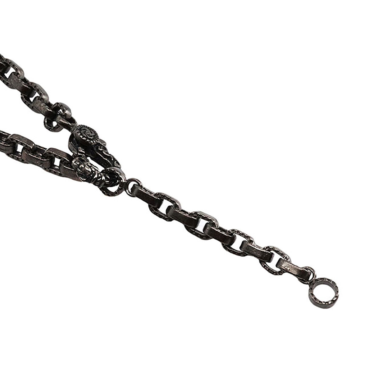 Necklace : Half Engraved Links Chain w/Celtic Lobster Claw 60cm /Black Custom