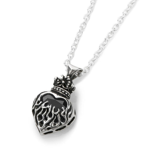 Pendant : Mini Flame Heart 2nd edition w/CZ Stone Black