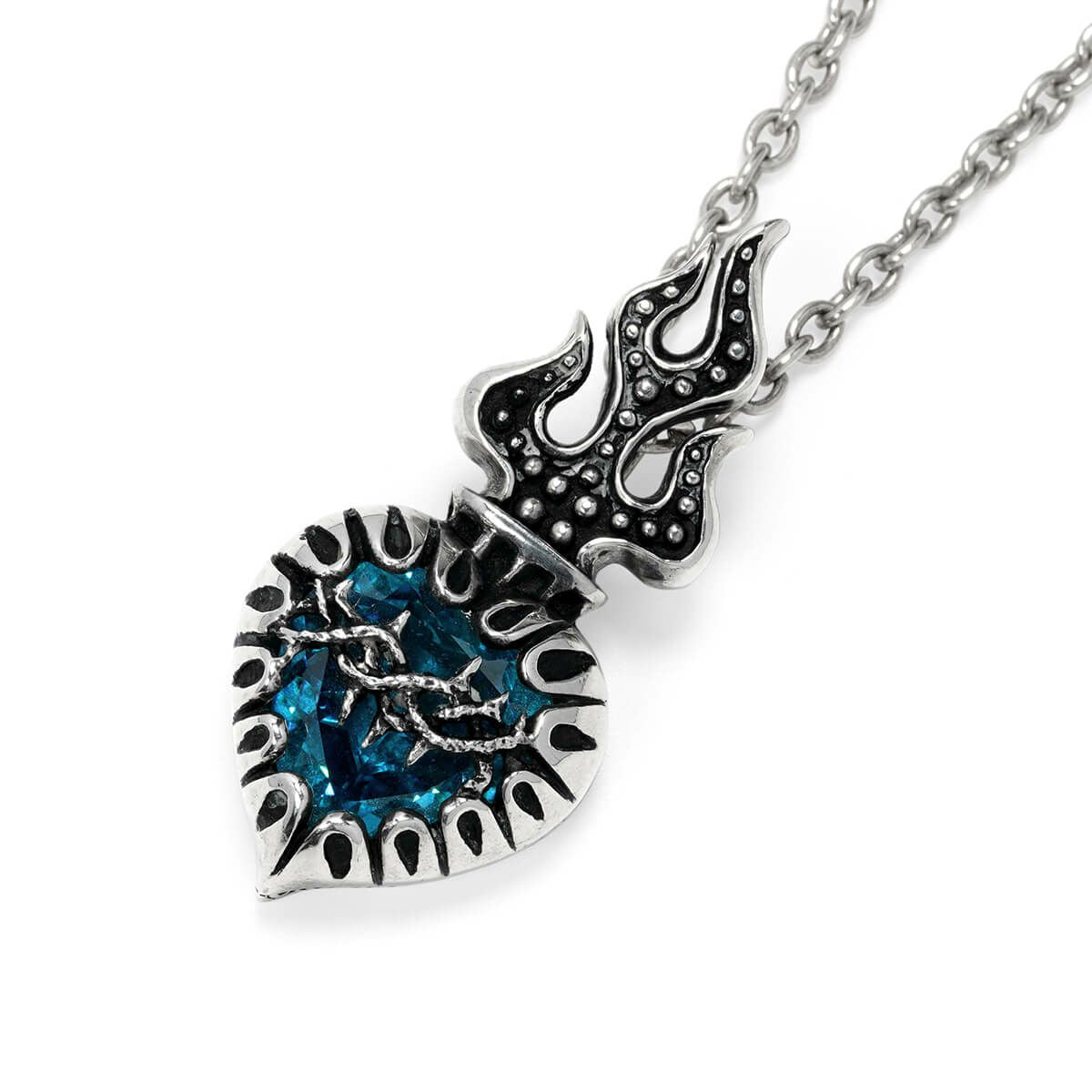 Pendant : Sacred Heart 2nd Edition w/CZ stone Blue