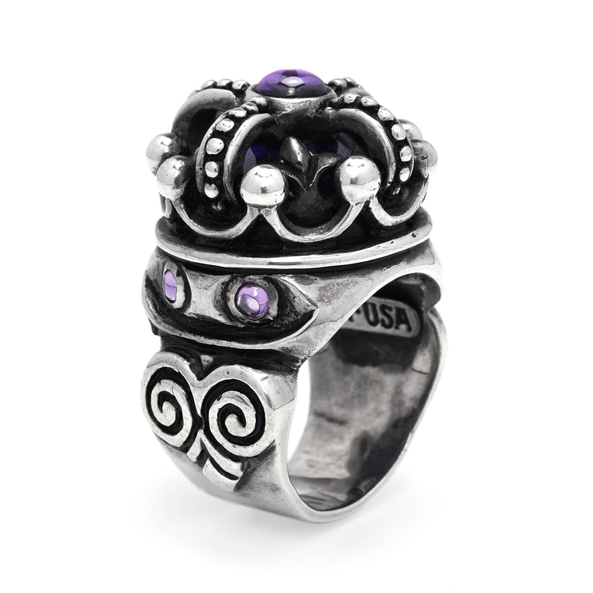 Ring : Imperial King Crown w/CZ Stone w/Garnet 8pc