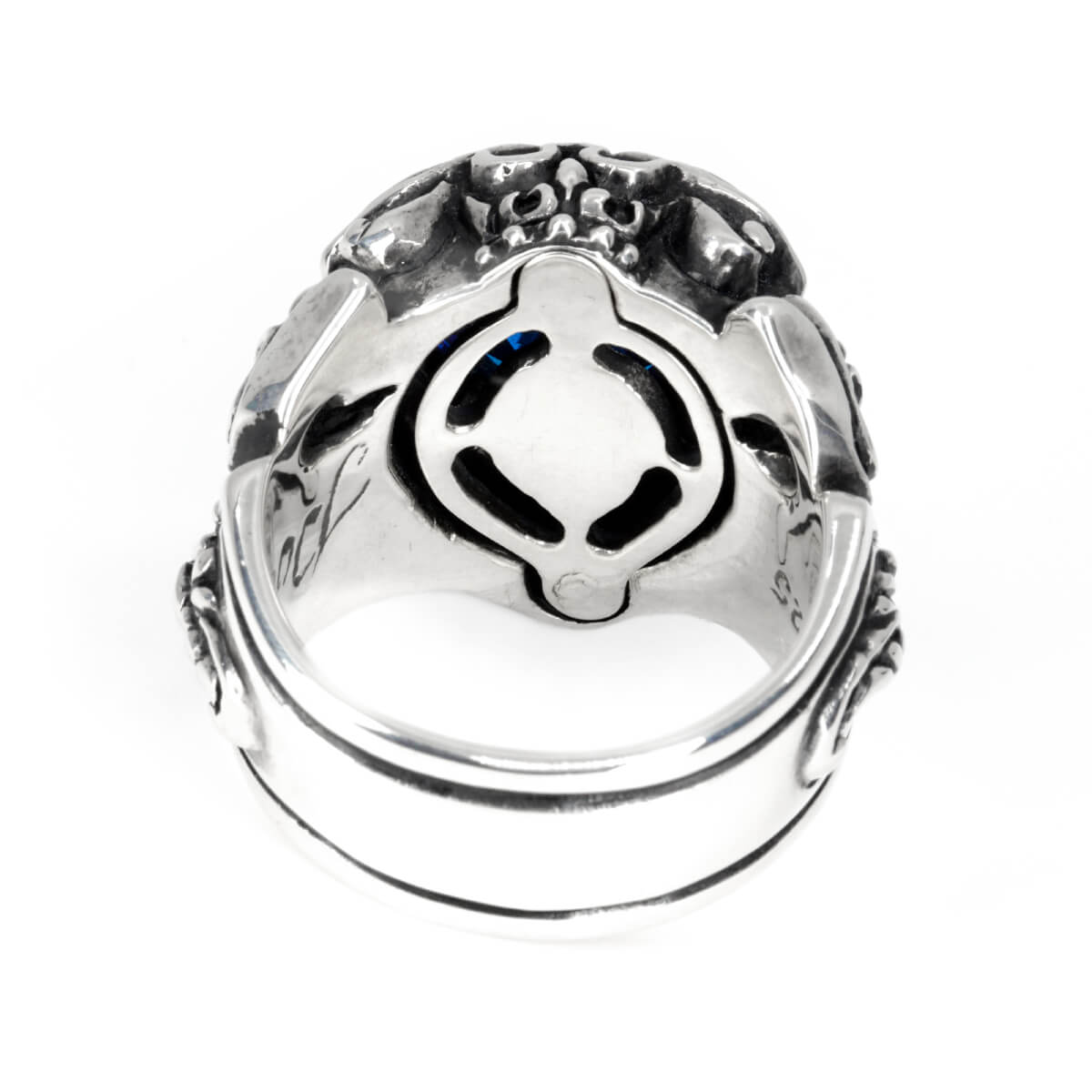 Ring : Scroll Heart w/CZ Stone Blue