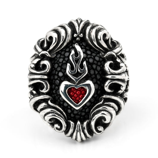 Ring : Dedication Inlay w/Sacred Heart(Inside Stingray) w/Sanded Stingray