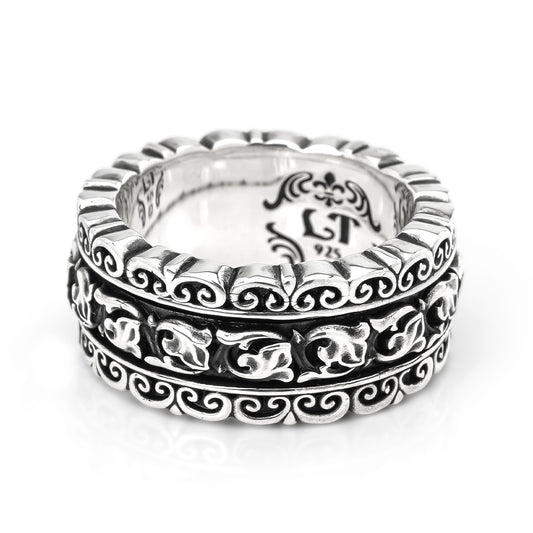 Ring : Narrow Revolving Filigree w/Classic Floral Belt