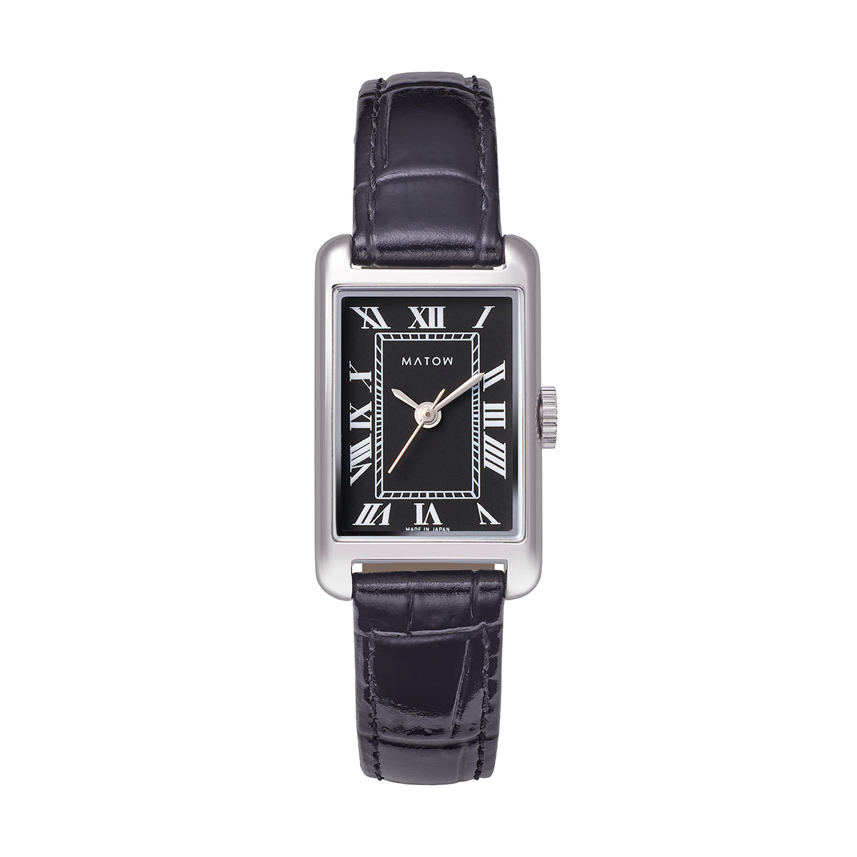 Tsuki Oboroduki Square Silver Black Leather Noir