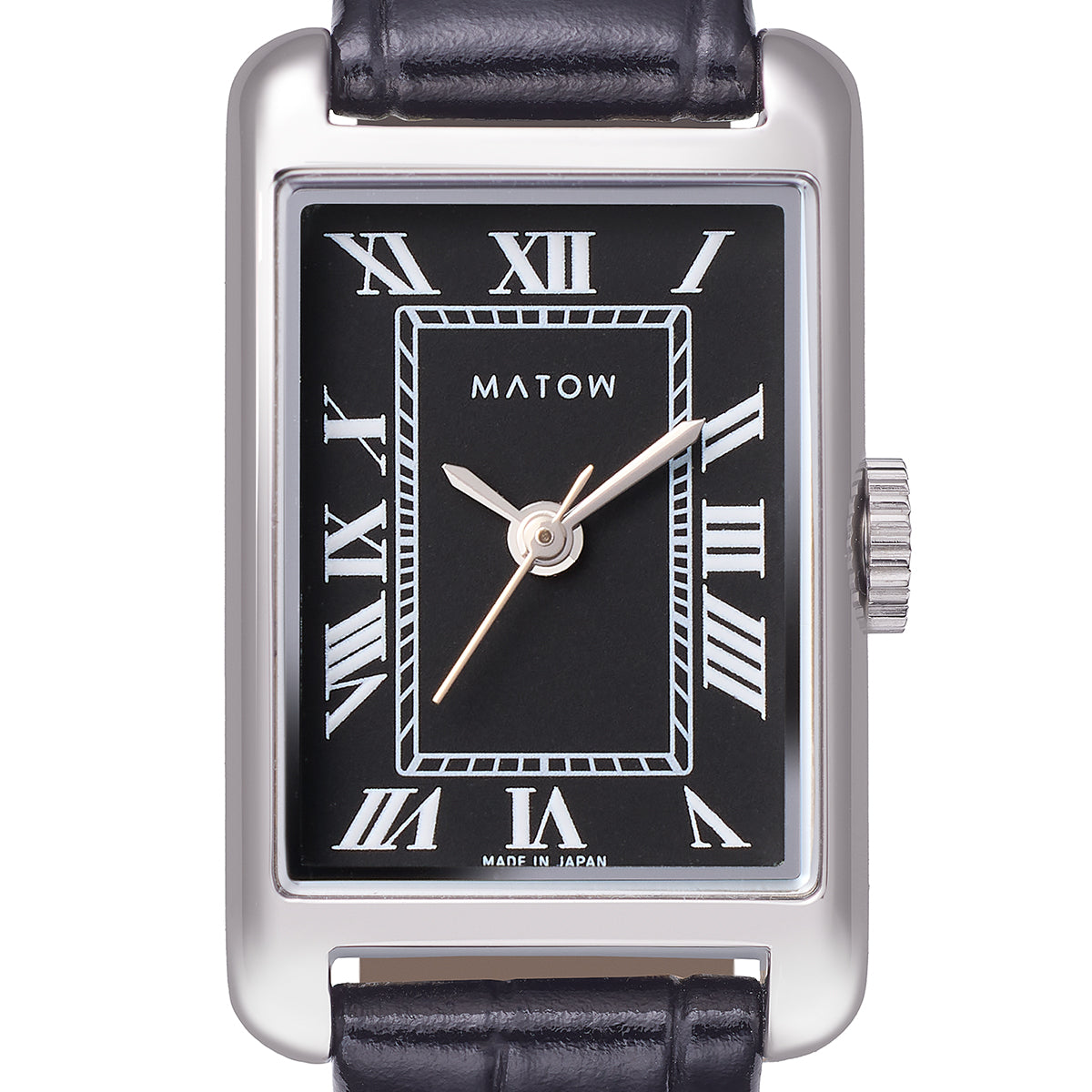 Tsuki Oboroduki Square Silver Black Leather Noir