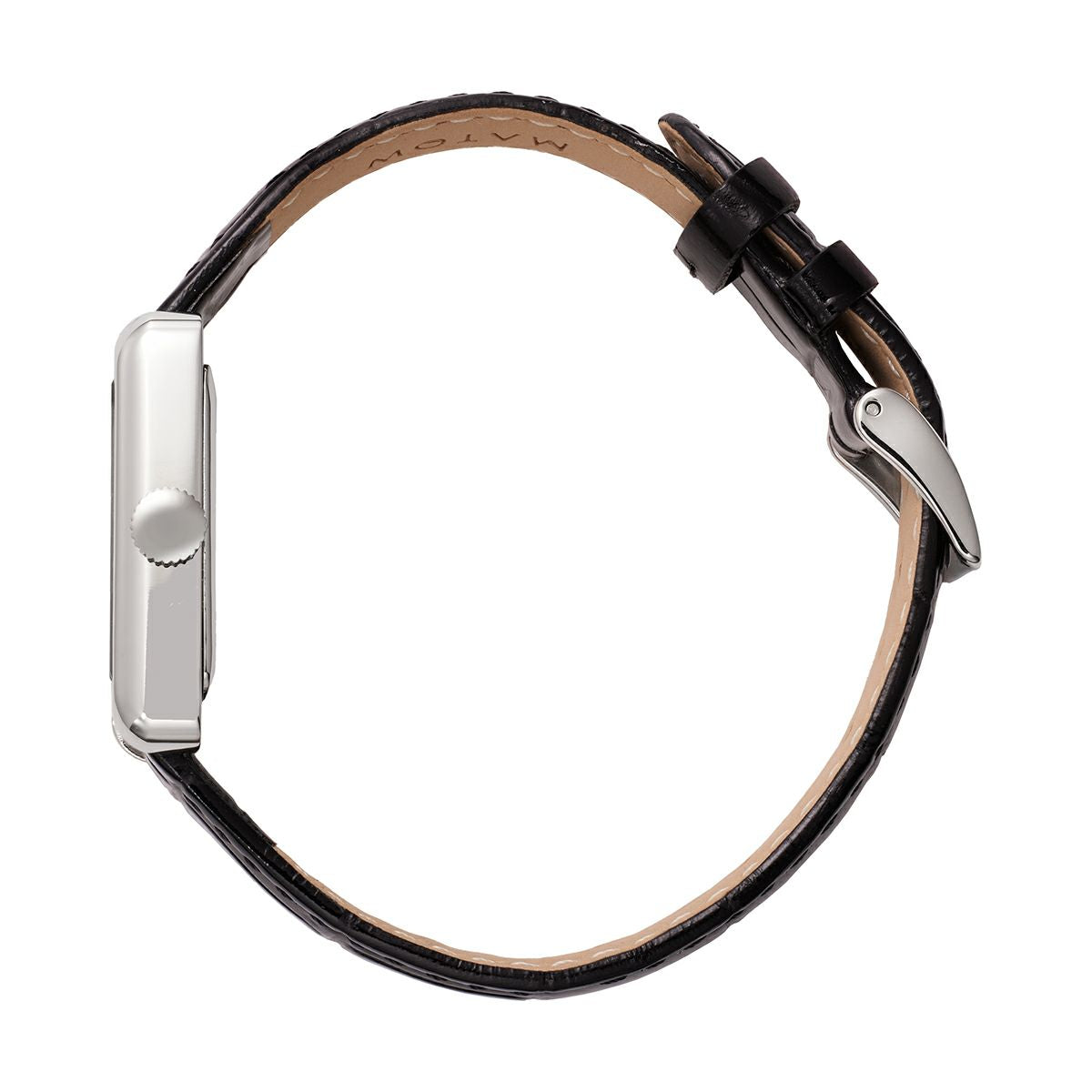 Tsuki Oboroduki Square Silver Black Leather Noir