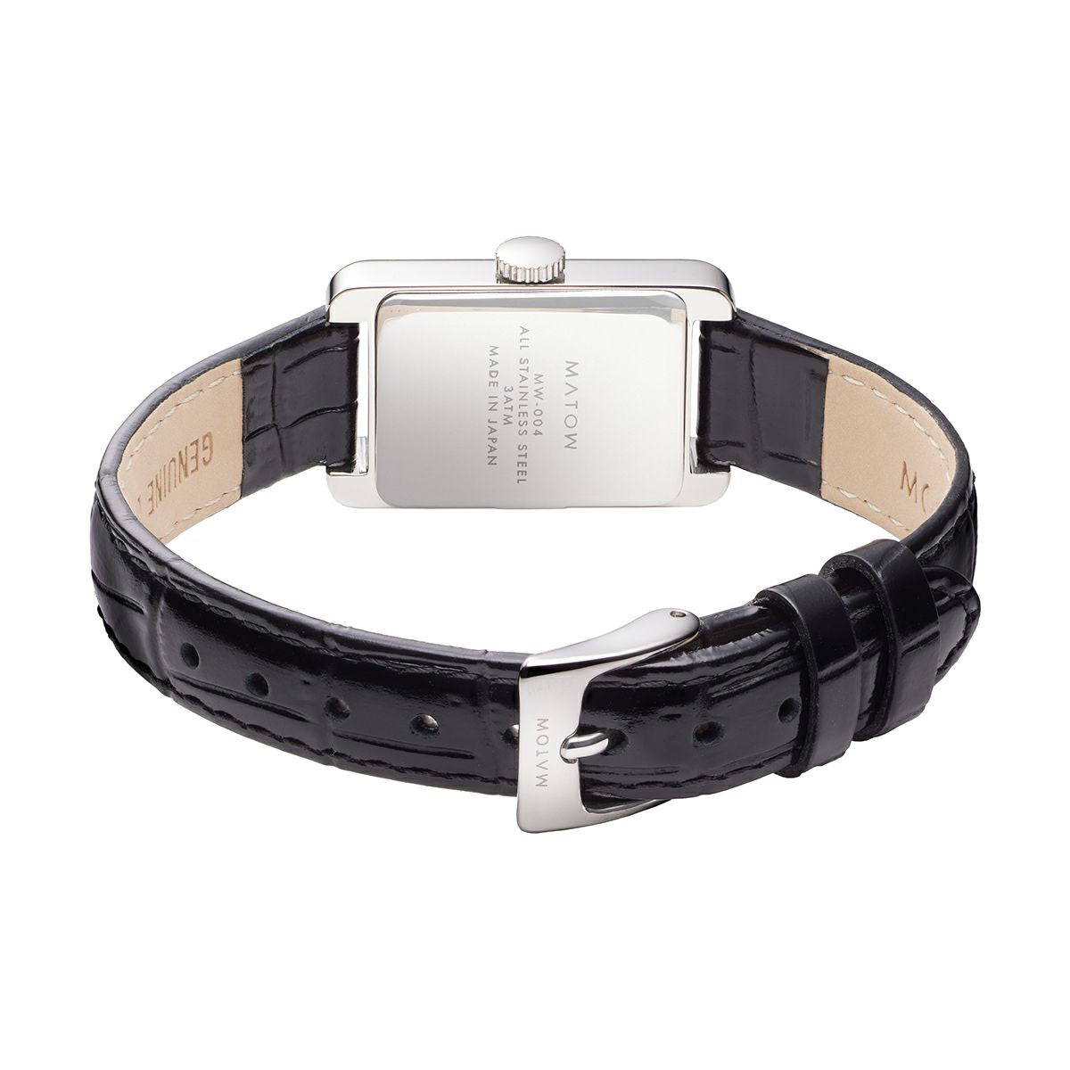 Tsuki Oboroduki Square Silver Black Leather Noir
