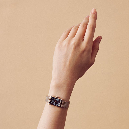 Tsuki Oboroduki Square Rose Gold Mesh Noir