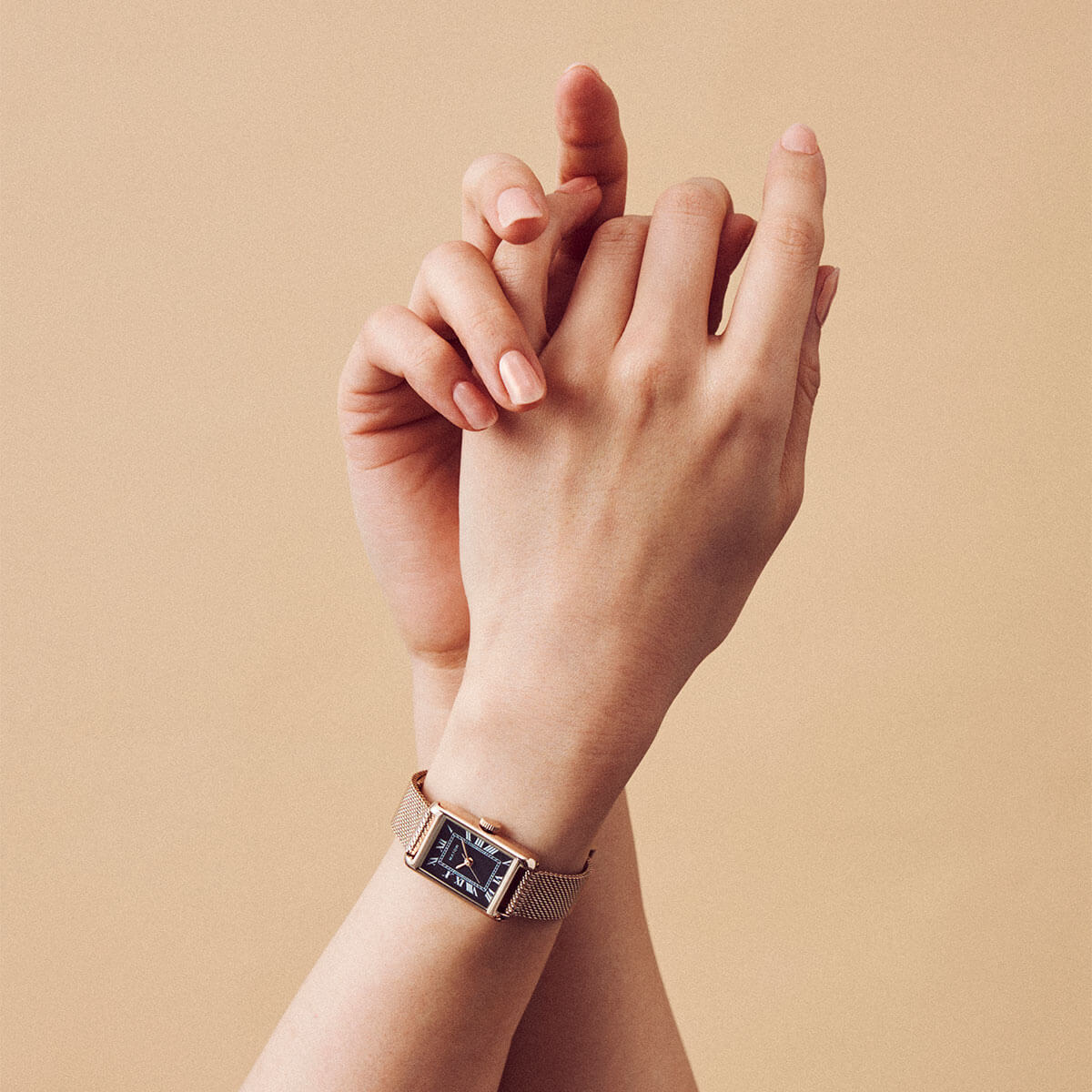 Tsuki Oboroduki Square Rose Gold Mesh Noir