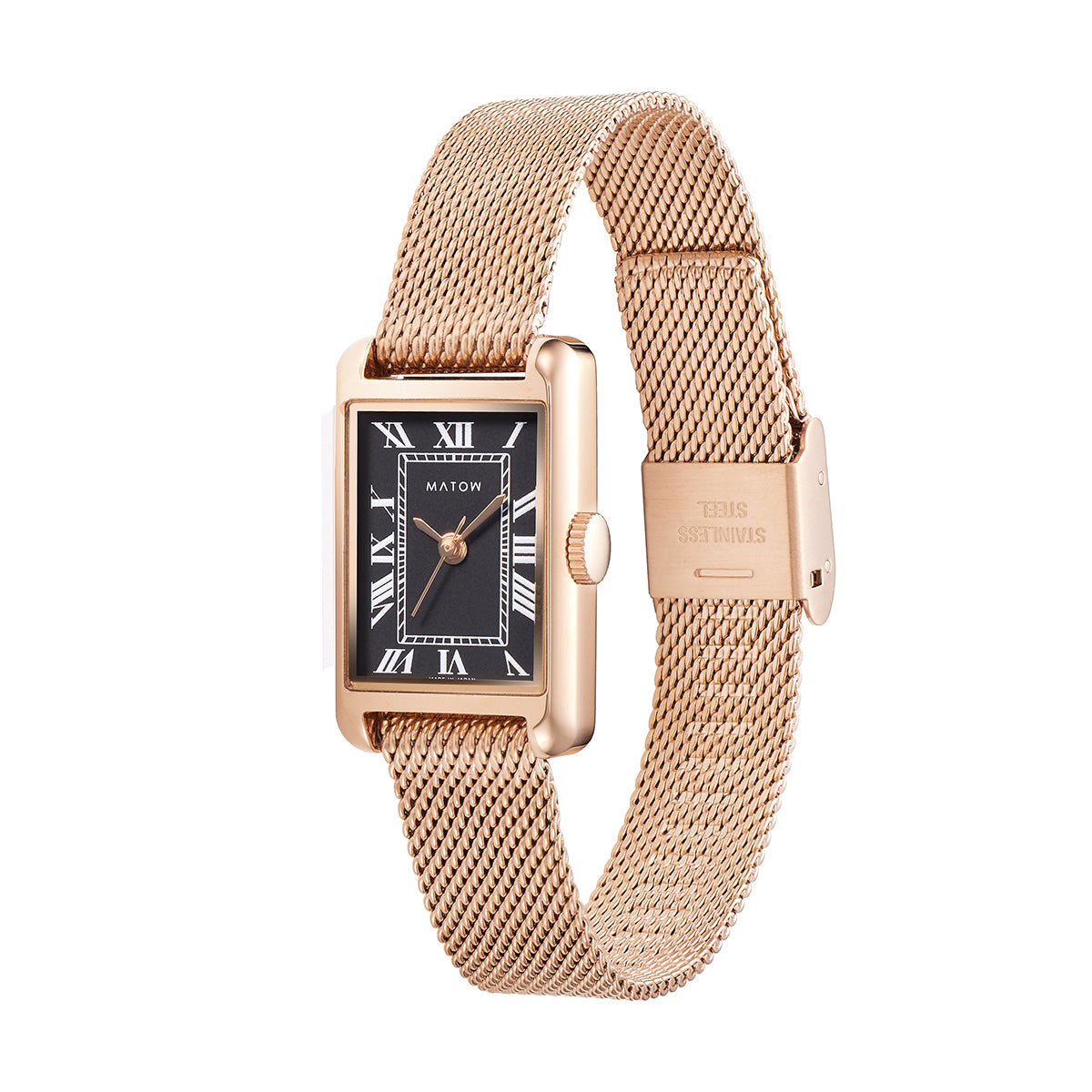 Tsuki Oboroduki Square Rose Gold Mesh Noir