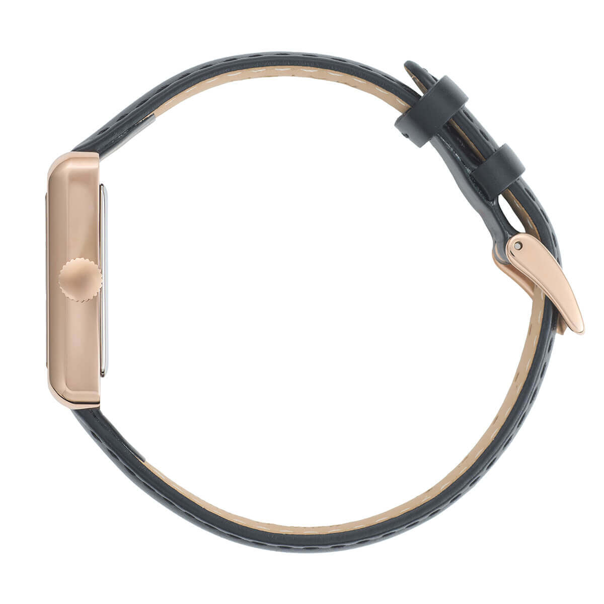 Tsuki Oboroduki Square Rose Gold Black Leather Circle Roman