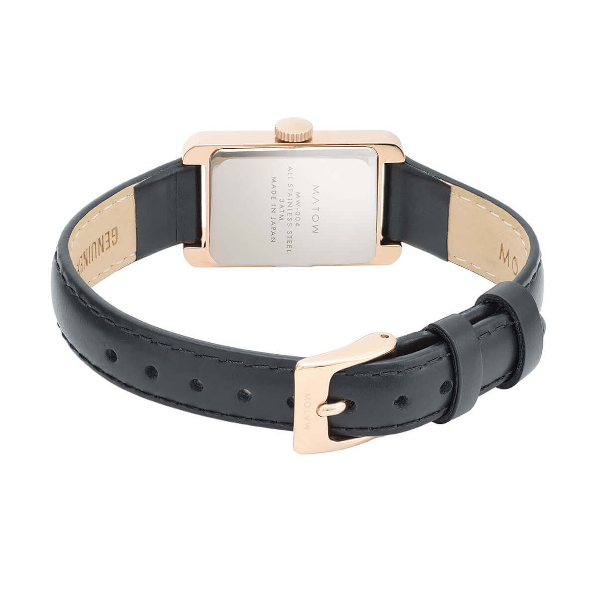 Tsuki Oboroduki Square Rose Gold Black Leather Circle Roman