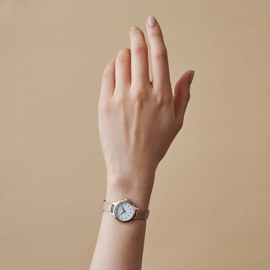 Seigetsu Round Rose Gold White Mesh