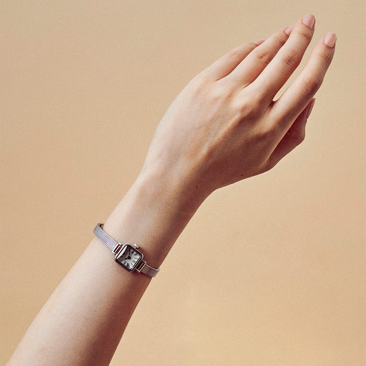 Tsuki Tangetsu Mini Square Silver White Mesh