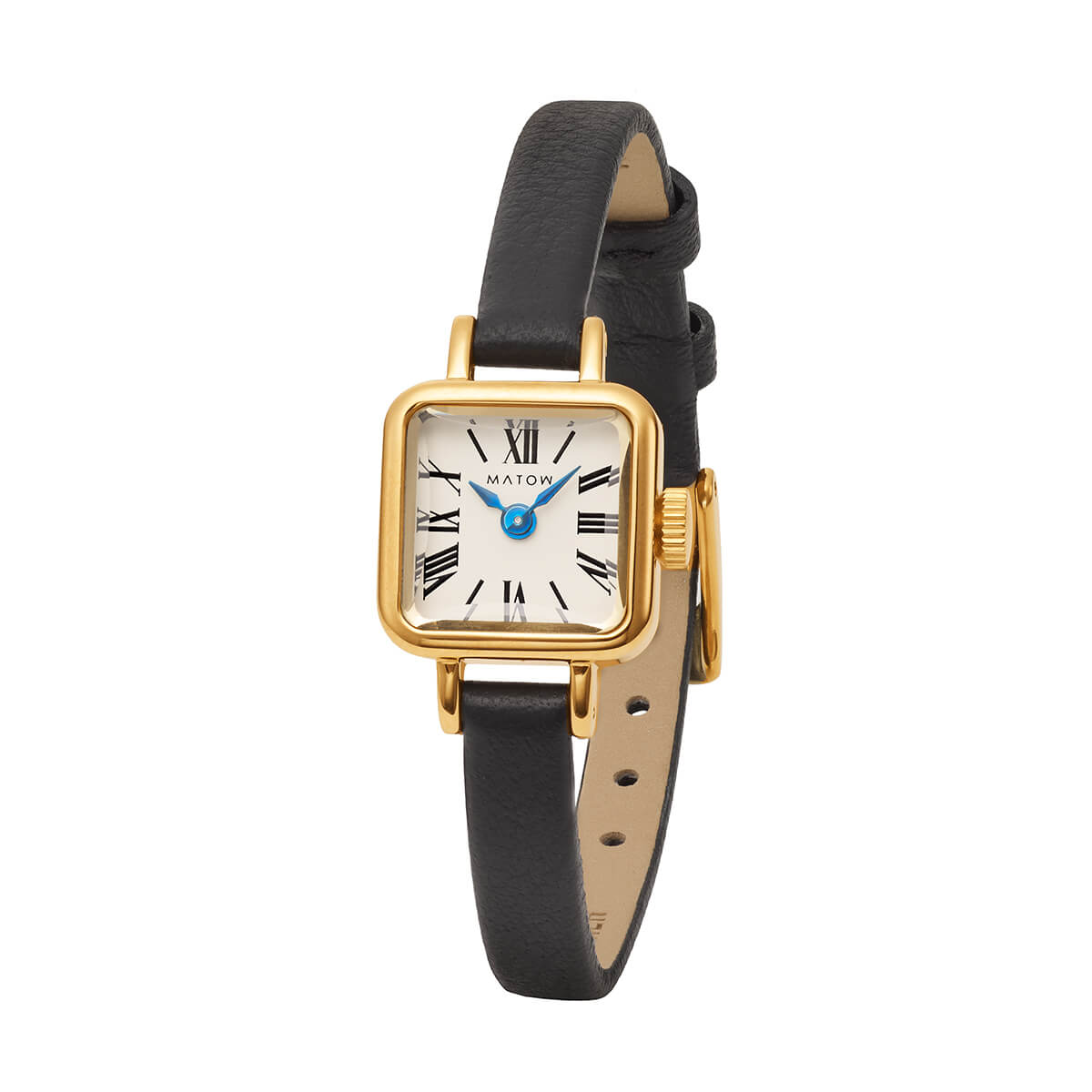 Tsuki Tangetsu Mini Square Gold White Black Leather