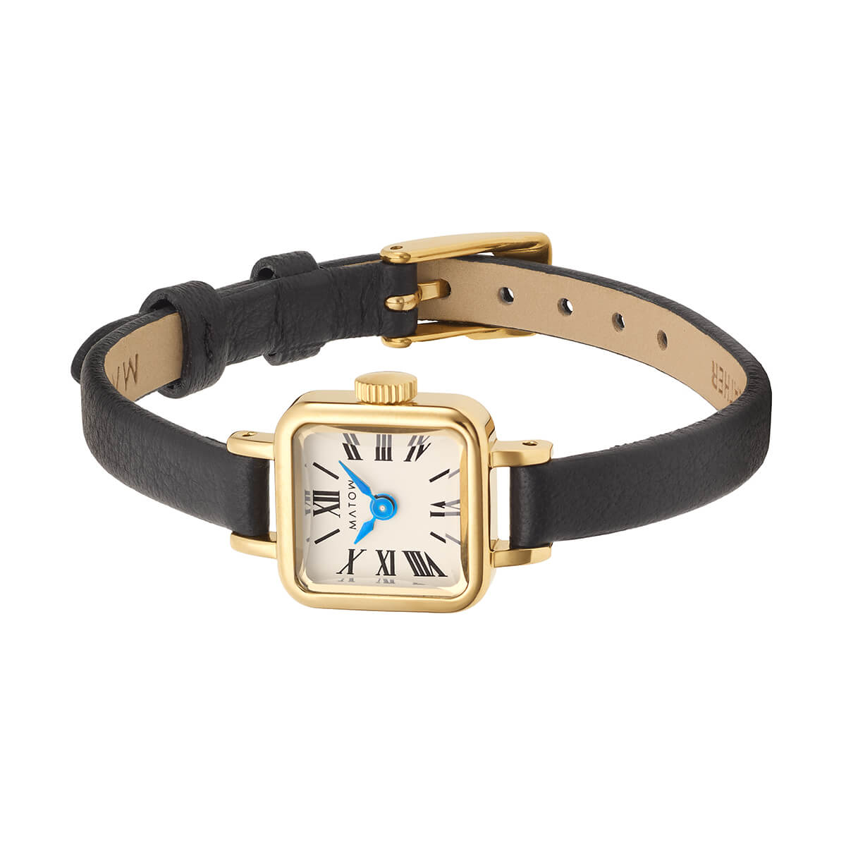 Tsuki Tangetsu Mini Square Gold White Black Leather