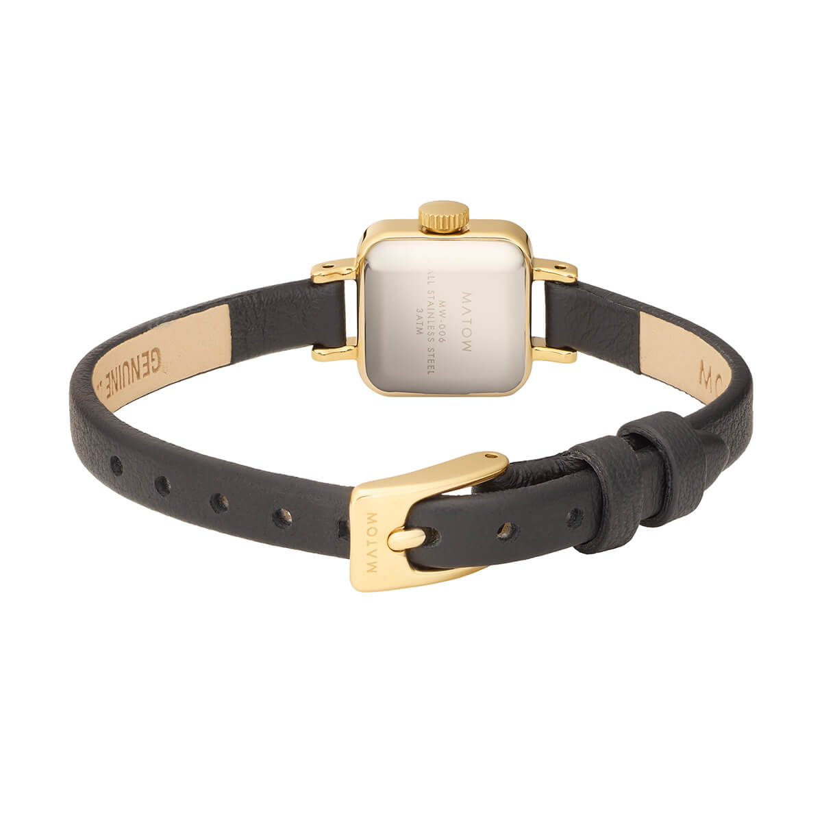 Tsuki Tangetsu Mini Square Gold White Black Leather