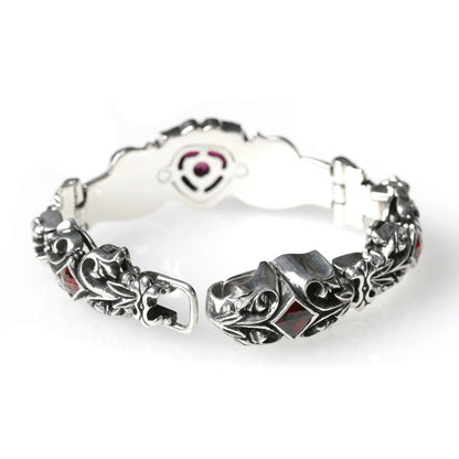 Bracelet : Scroll Heart w/CZ Stone&Garnet