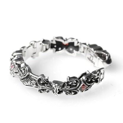 Bracelet : Scroll Heart w/CZ Stone&Garnet