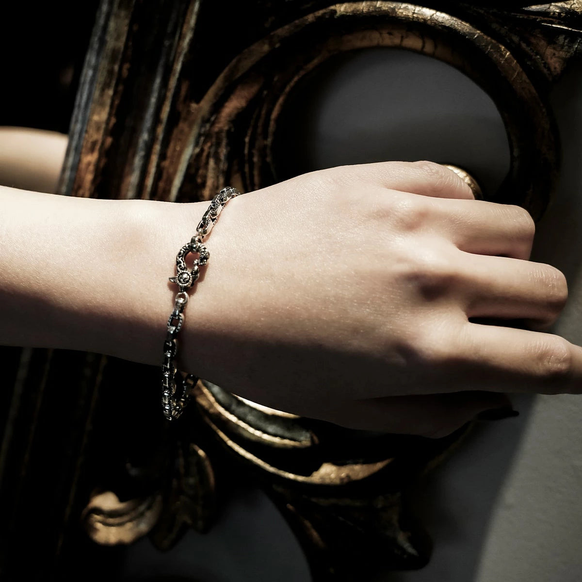 Bracelet : Half Engrave Links Chain 17cm