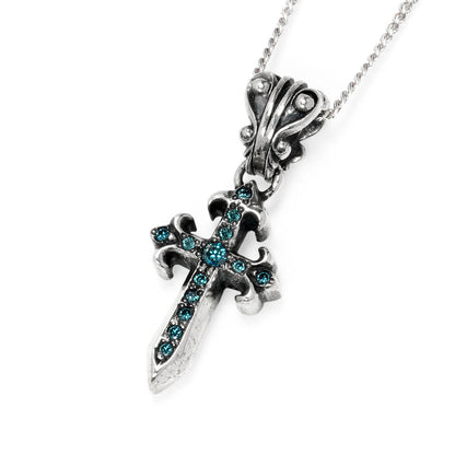 Charm : Pollicino Cross w/Blue Diamond Pave