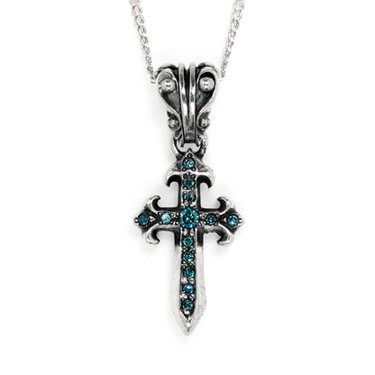 Charm : Pollicino Cross w/Blue Diamond Pave