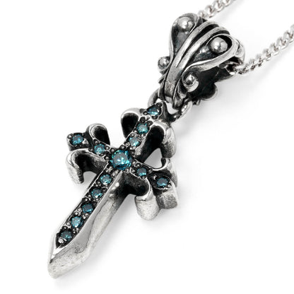 Charm : Pollicino Cross w/Blue Diamond Pave