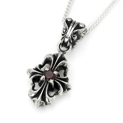 Charm : Stone Cross w/Garnet