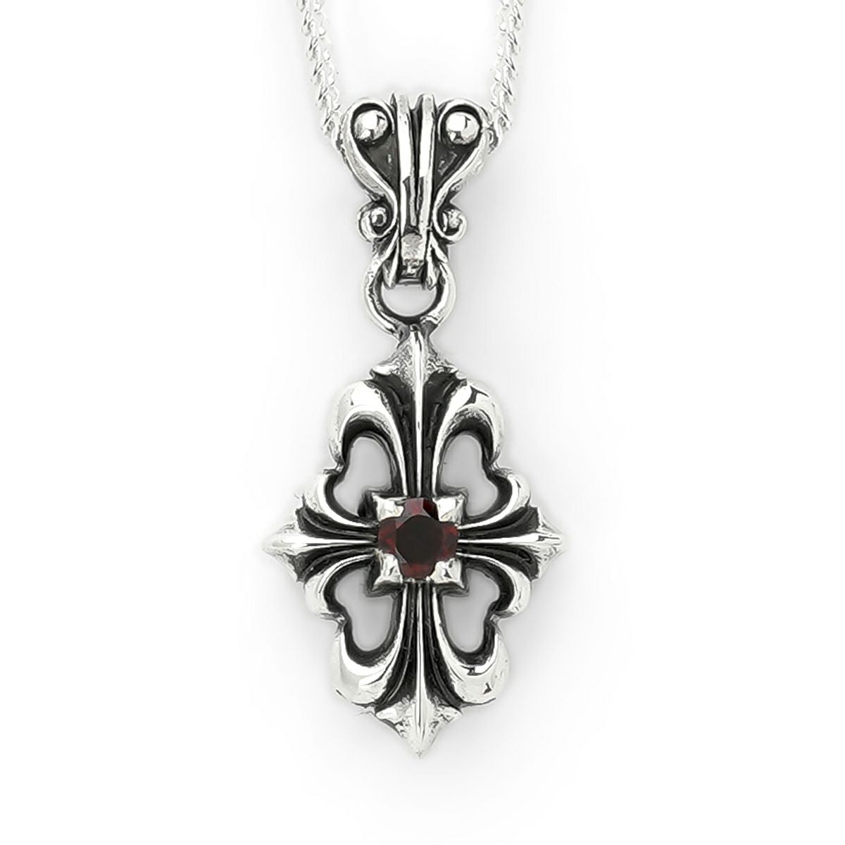 Charm : Stone Cross w/Garnet