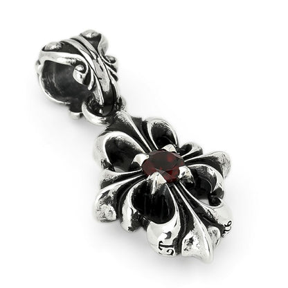 Charm : Stone Cross w/Garnet