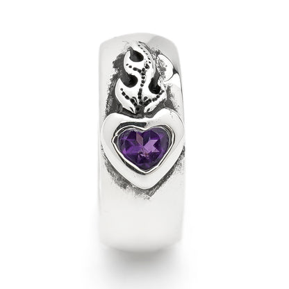 Earring : Sacred Heart w/Amethyst