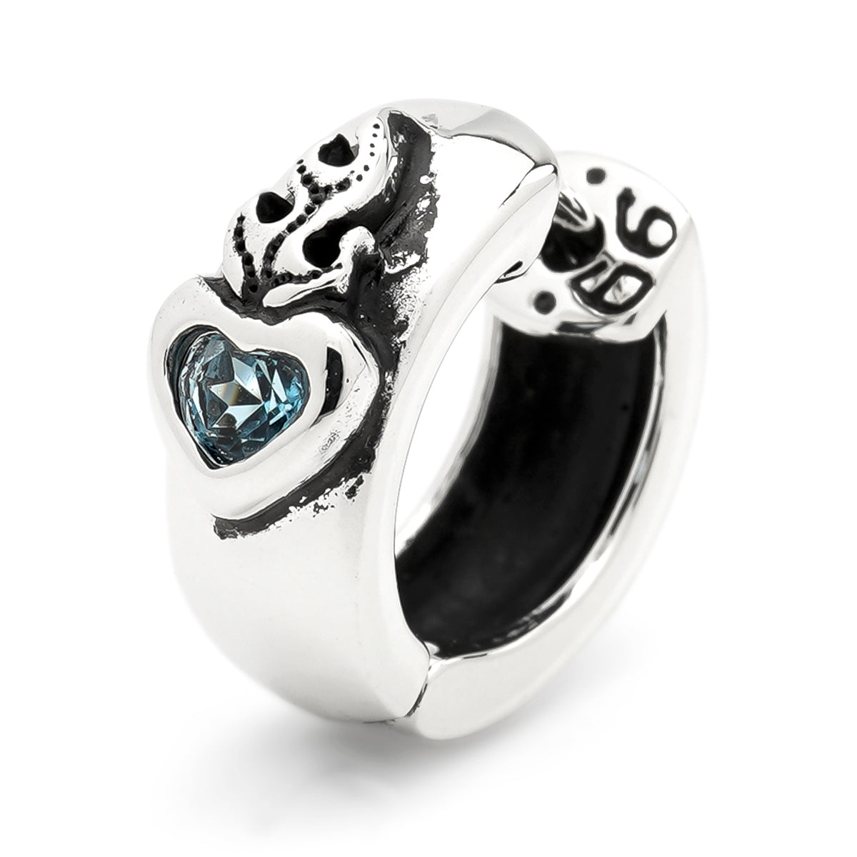 Earring : Sacred Heart w/Blue Topaz