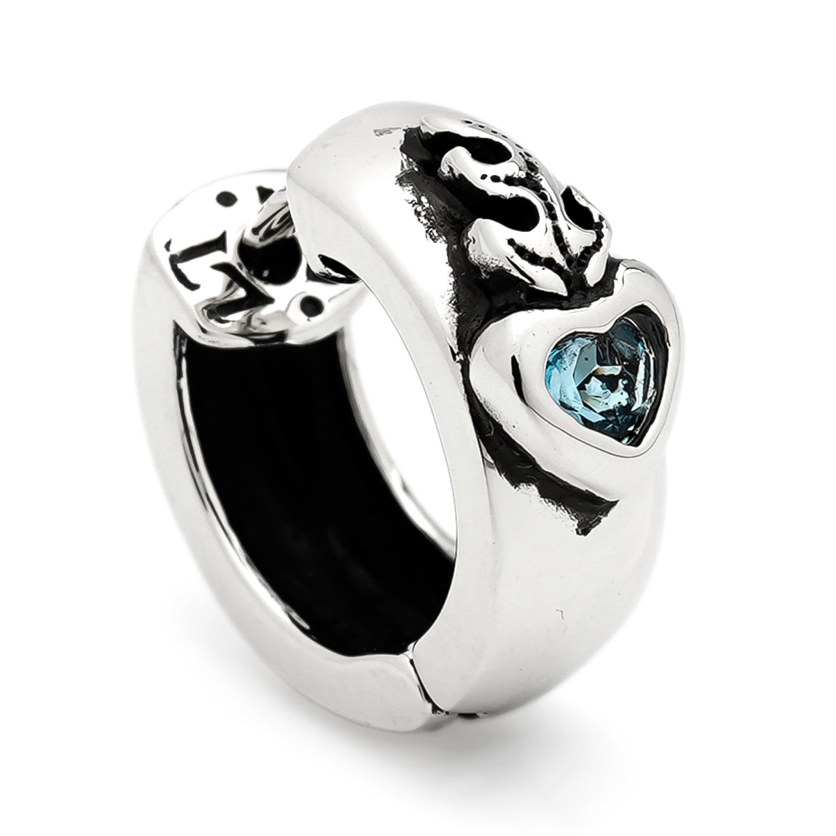 Earring : Sacred Heart w/Blue Topaz