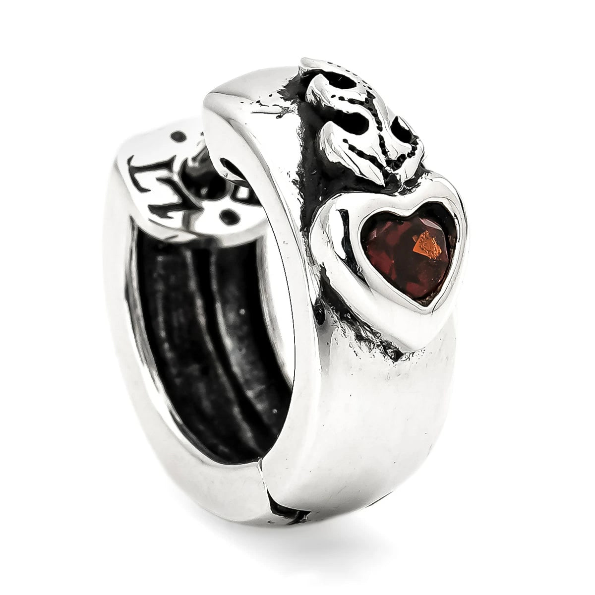 Earring : Sacred Heart w/Garnet