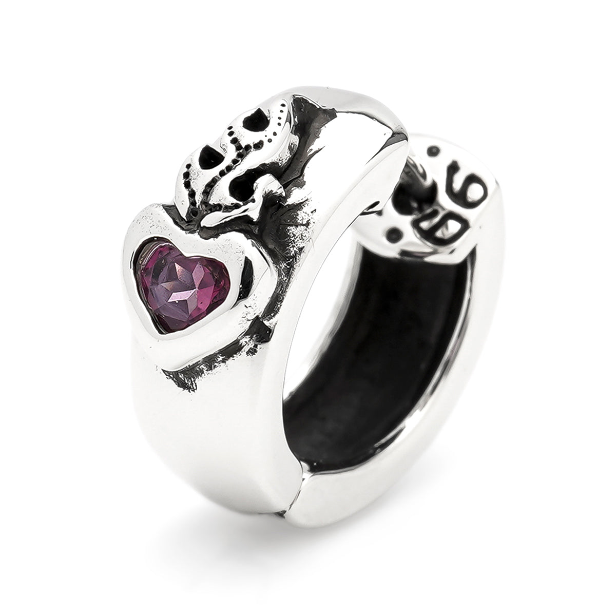 Earring : Sacred Heart w/Pink Topaz