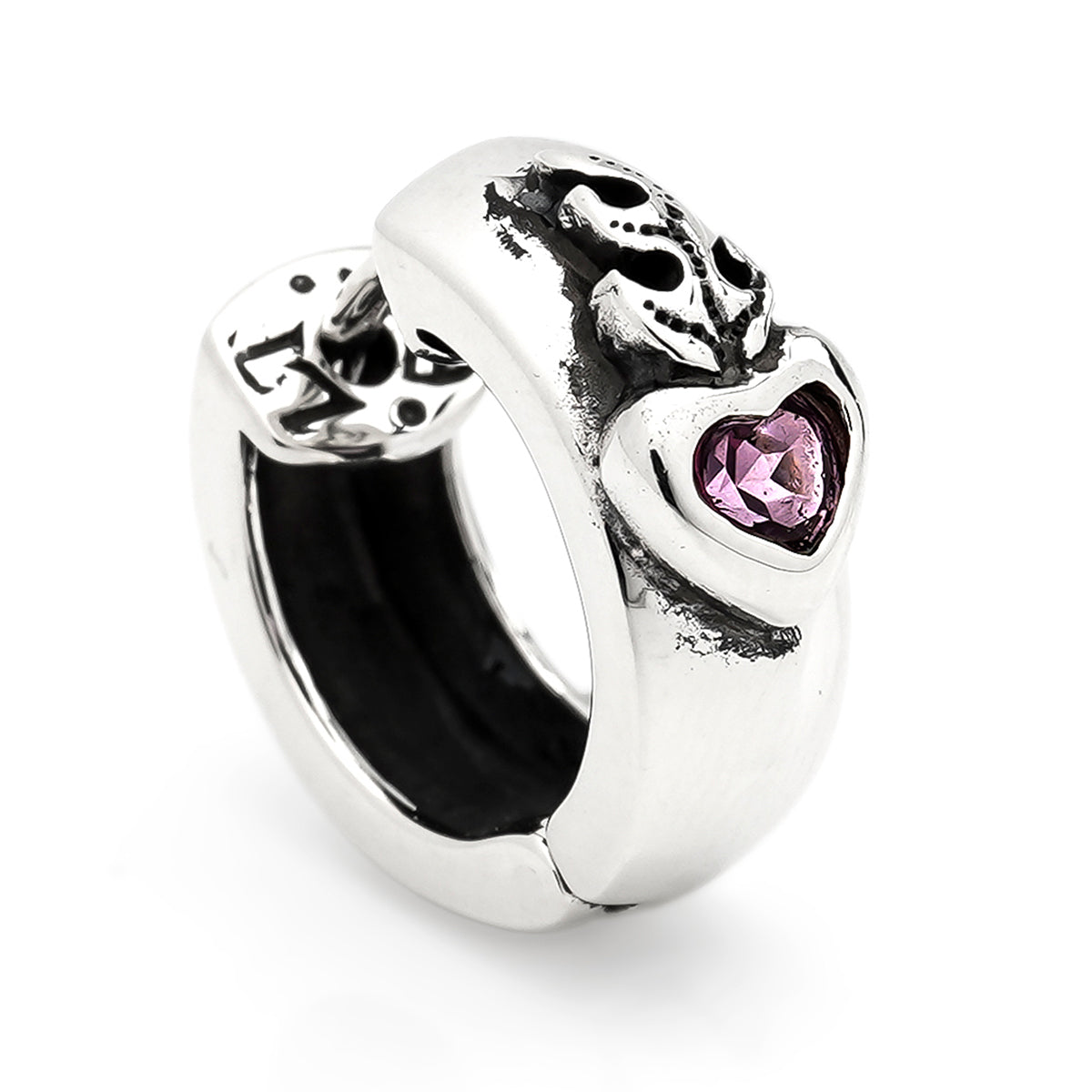 Earring : Sacred Heart w/Pink Topaz