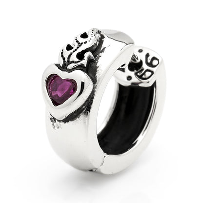 Earring : Sacred Heart w/Ruby