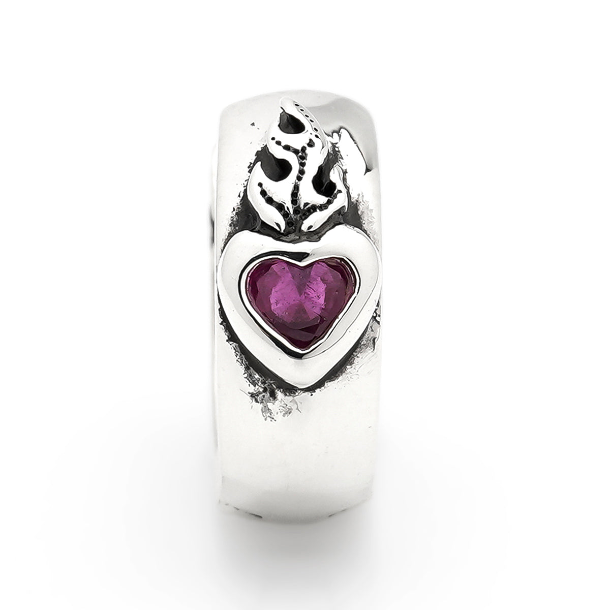 Earring : Sacred Heart w/Ruby